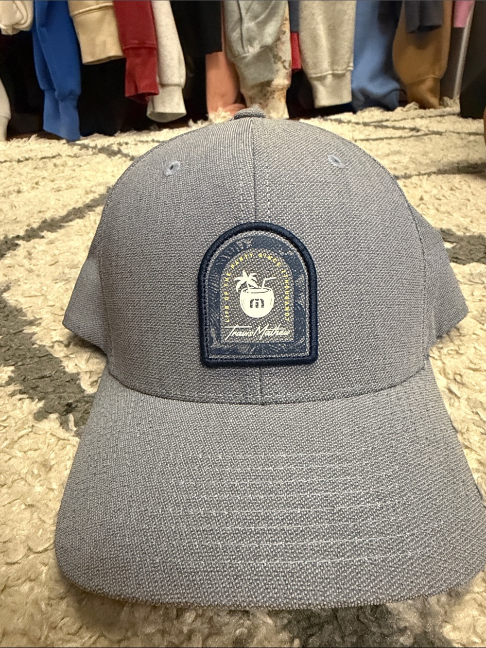 Travis Mathew Light Gray Baseball Cap with Navy Patch